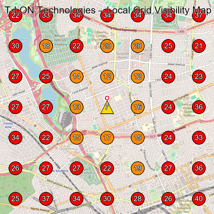 T-LON Technologies GeoGrid visibility map for Restaurants in Jamaica